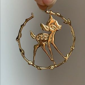 Swarovski Gold-Plated Bambi Fawn hoop earrings